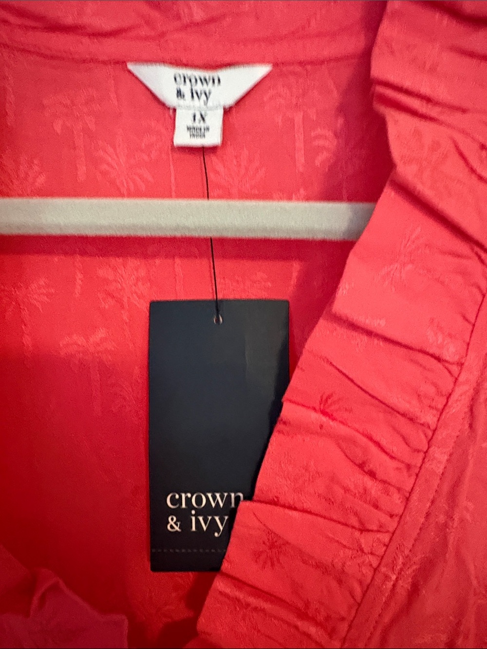 crown & ivy Coral Pink Tiered V-Neck Maxi Dress - Picture 3 of 7